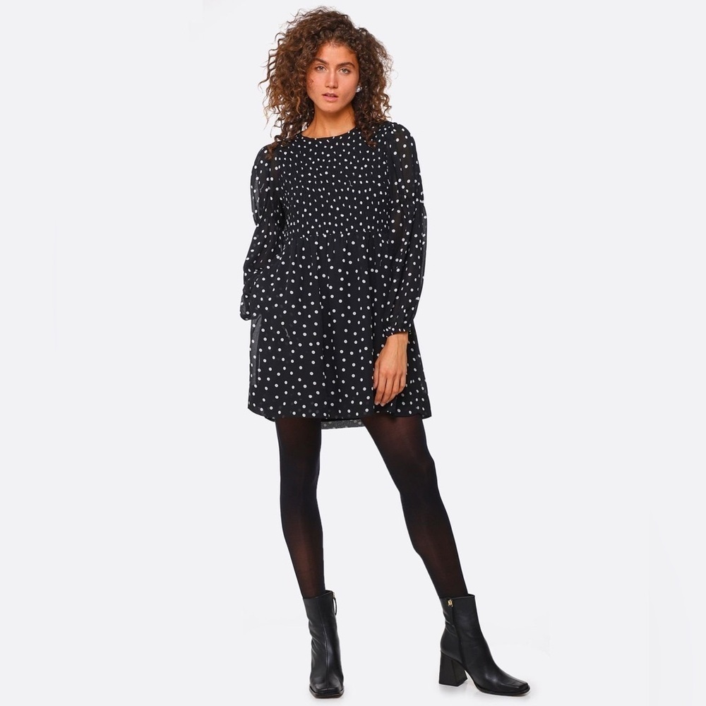 GANNI NWOT Polka Dot Black MINI Dress - 36
